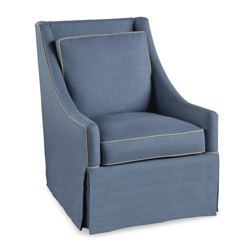Teagan Upholstered Slipcovered Armchair, Sunbrella Blue Pinstripe; 6205-64