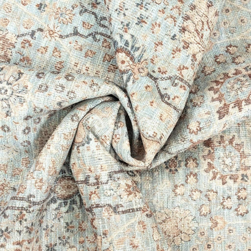 GLN Rugs Traditional Collection - Machine Washable Area Rug, Traditional Washable Rug, Non Slip Washable Rug, Low Pile Chenille Living Room Rug, Bedroom Rug, Kitchen Rug (Blue Floral Rug)