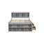 Lit double gris en bois de pin avec rangement et design moderne