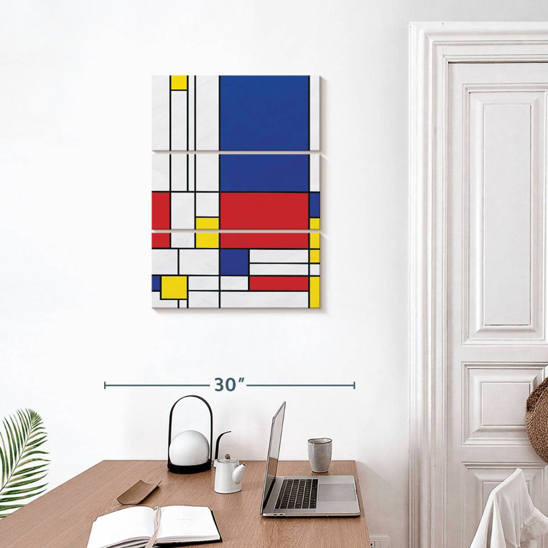 Impression géométrique sur toile géométrique Mondrian II, H 32 po x l 20 po x P 1,25 po