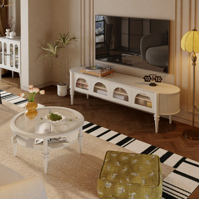 Ensemble de meuble télé et table basse en bois de cerisier