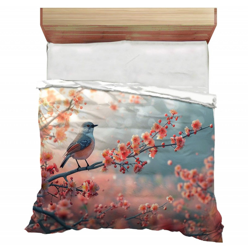 Bird Wildlife Cherry Floral Comforter, Twin XL Comforter