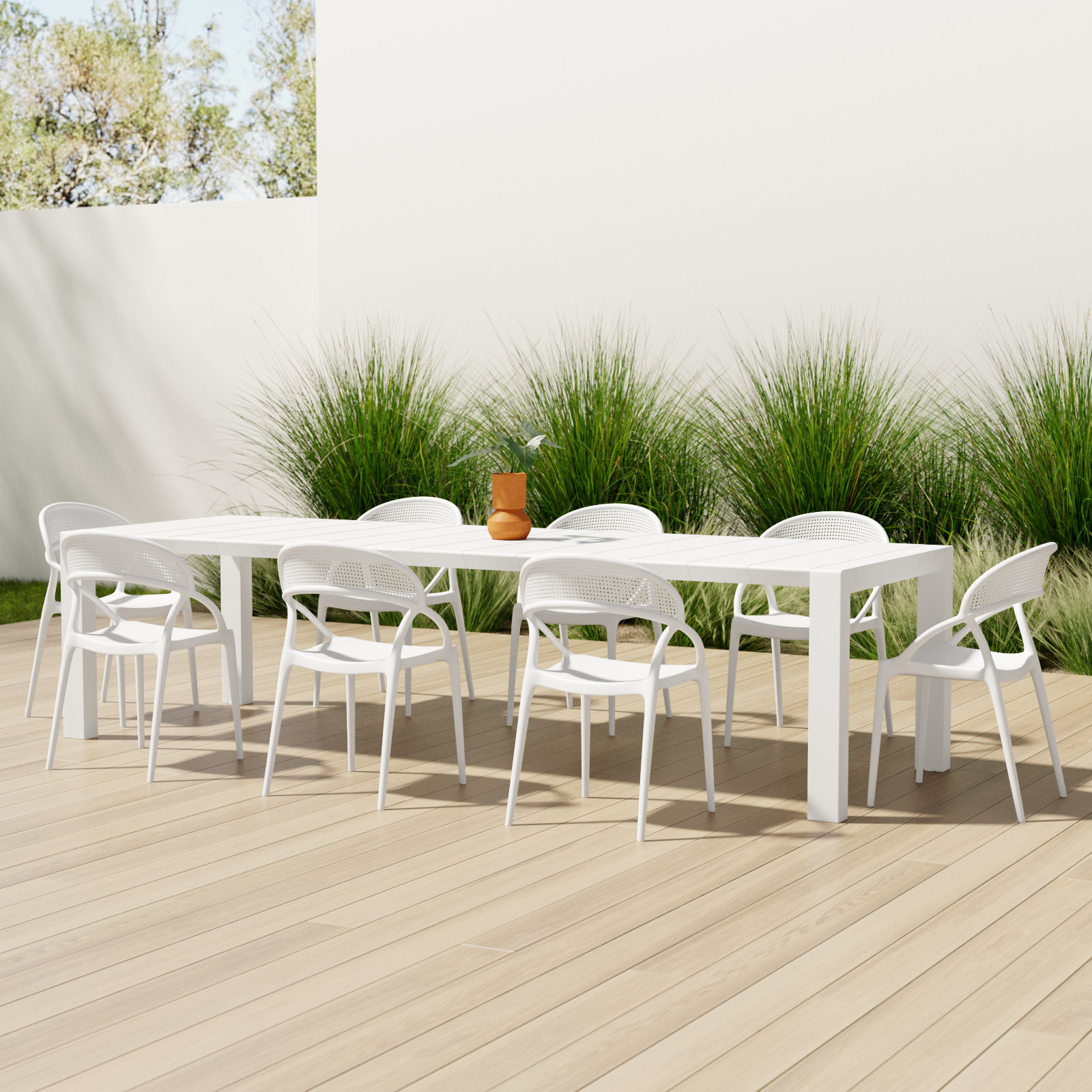 Farrah Rectangular 8 - Person 102" Long Dining Set, White