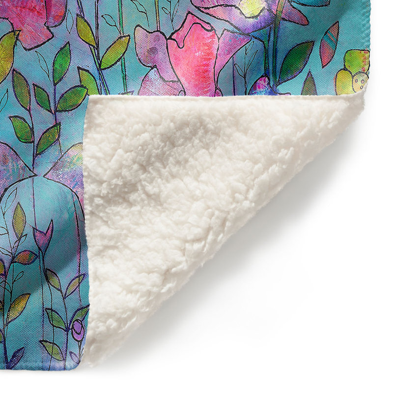 Couverture sherpa belle pensées doux, l 68 po x L 80 po