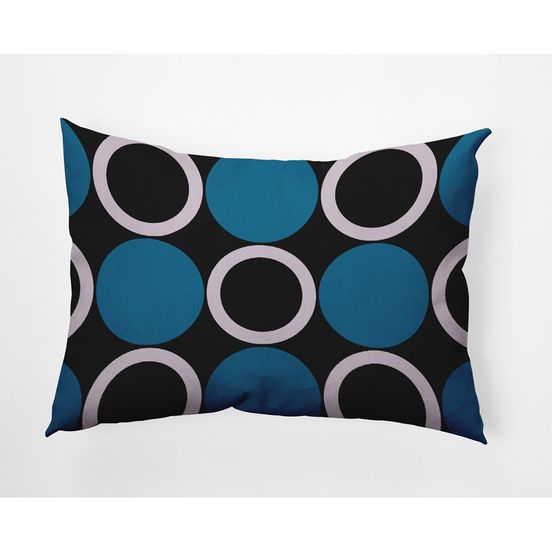 Polka Dots Outdoor Reversible Throw Pillow, Unreal Teal