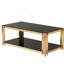 Table basse rectangulaire, table de salon moderne avec plateau en verre trempé et pieds en acier inoxydable