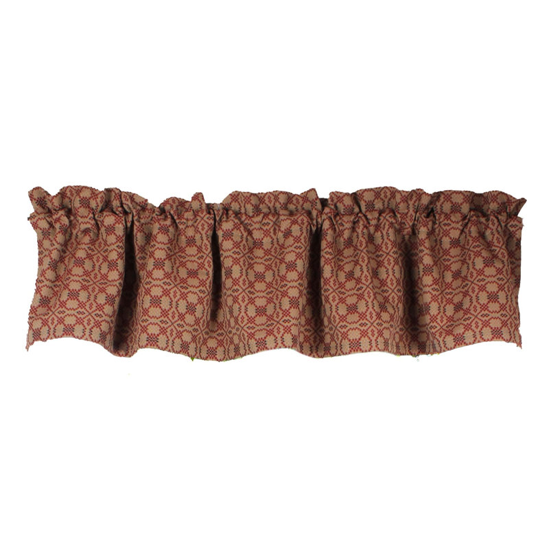 Anceline Abstract Ruffled Window Valance, Red Black Oat