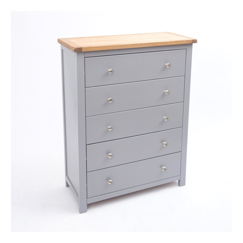 Miltona 90cm W 5 - Drawer Chest of Drawers, Grey/Chrome