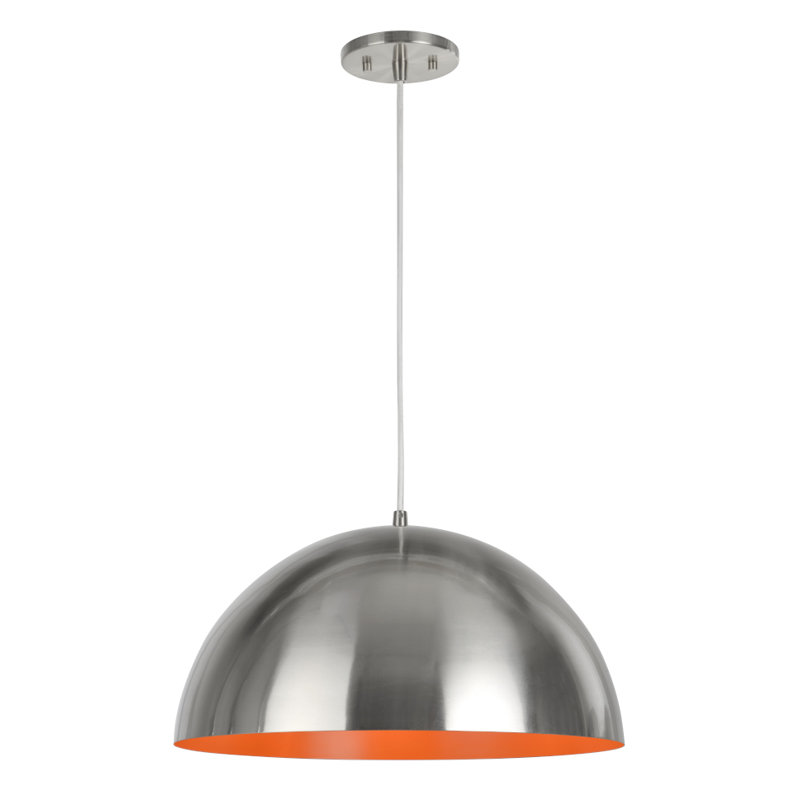Luminaire suspendu en dome à 1 lumière, Nickel satiné