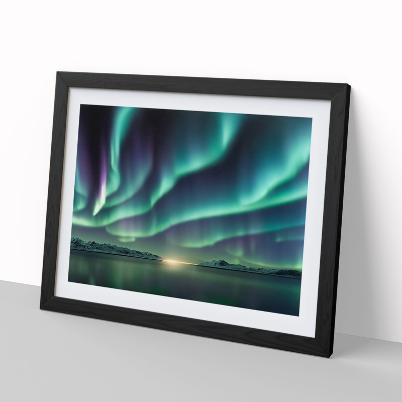 Pure Aurora Borealis - Single Picture Frame Painting, Black Framed, 46cm H x 64cm W x 2cm D
