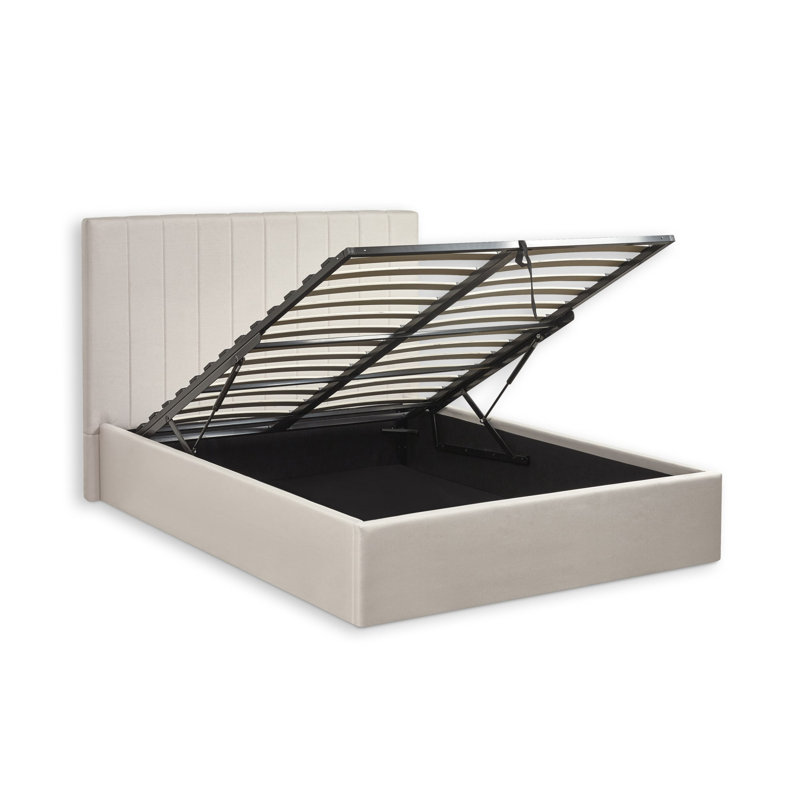 Osias Linen Upholstered Ottoman Bed Frame, Double (4'6), Cream