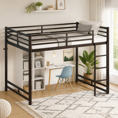 Queen Loft Bed with Built-In Ladder