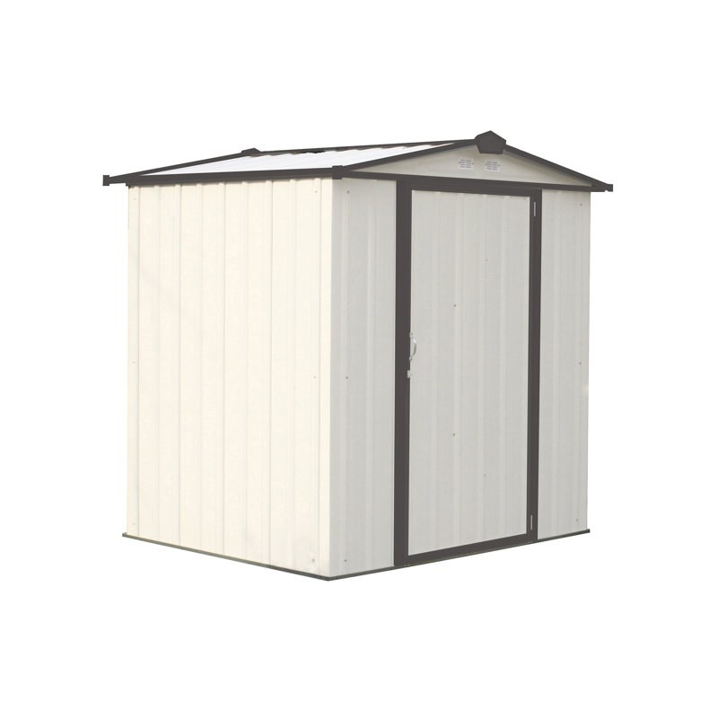 Cream and Charcoal 6' x 5' Steel Storage Shed with Swing Door