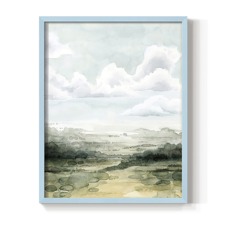 «Valley Highlight I», reproduction encadrée - bois massif, Bleu, H 10 po x l 8 po