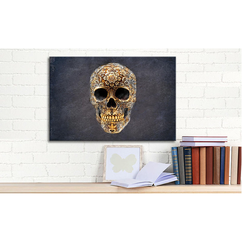Happy Skull - Wrapped Canvas Print, 80cm H x 120cm W, 100% cotton canvas