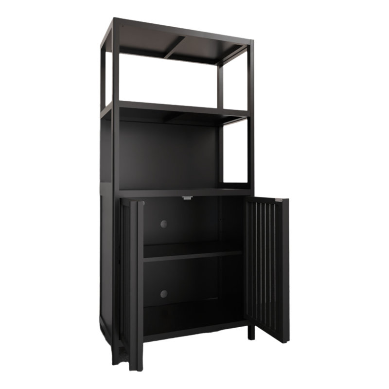 Armoire de rangement pour salle de bain séparée du plancher au plafond avec 2 portes pour le salon, la cuisine, l'entrée, bambou noir