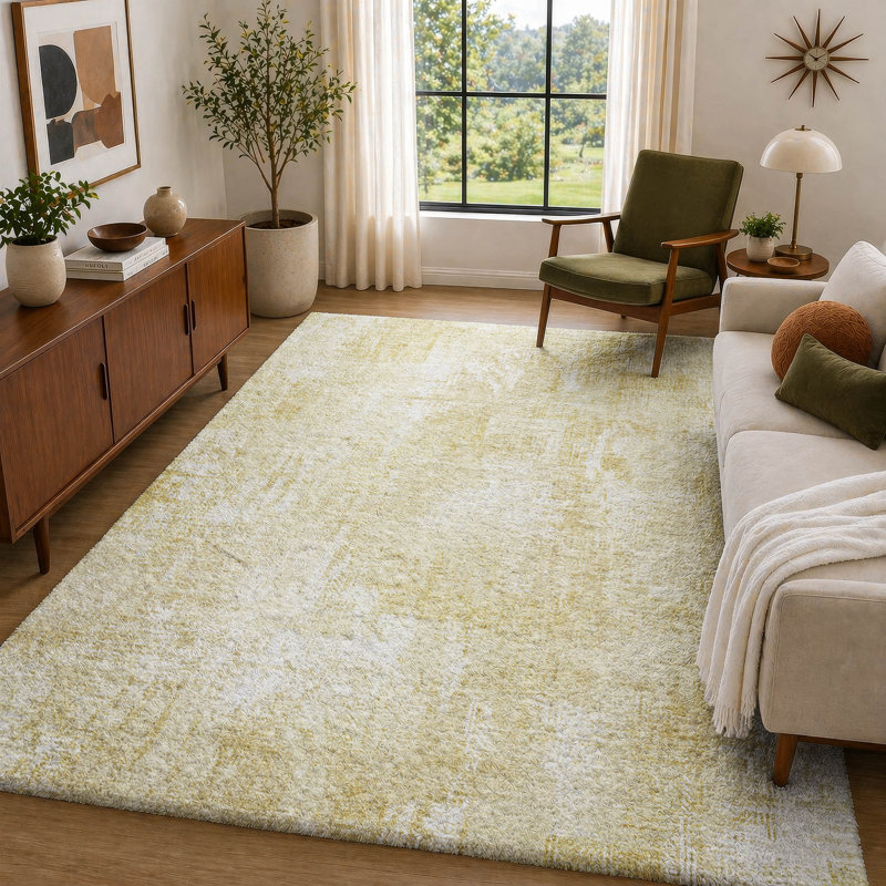 Tapis à poil long de qualité supérieure lavable à la machine ADS725, Beige, 3 pi x 5 pi
