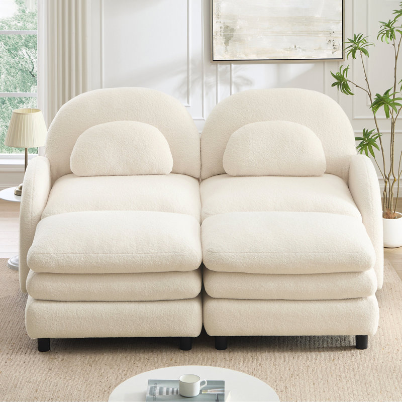 Canapé 2 places Teddy, H 35,4 po x l 68,5 po x P 55,5 po, Ourson blanc et beige