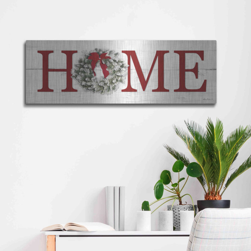 «Christmas Home» par Lori Deiter, art mural en métal, H 12 po x l 36 po