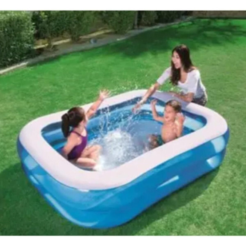Plastic Rectangle Inflatable Pool 0.46cm H x 2.11cm W x 2.11cm L