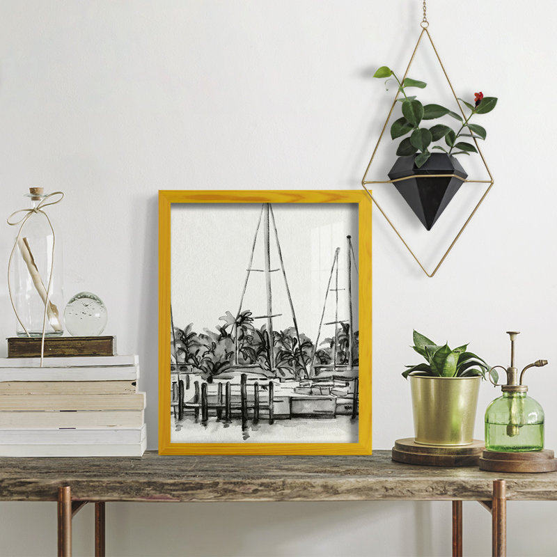 Neutral Tropics I - impression d'un seul cadre photo, H 15 po x l 12 po x P 1 po, Jaune