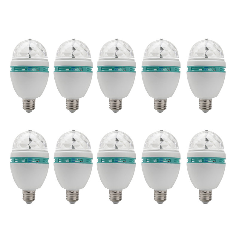 3W RGB LED Crystal Rotating Light Bulb E26 Lamp(Set Of 10)