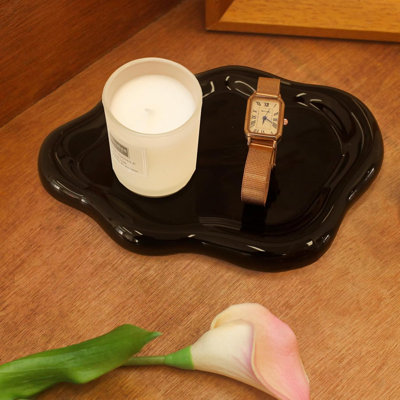Ceramic Jewelry Tray With Cloud Design - Decorative Trinket Dish For Rings, Earrings, Keys, And Vanity Accessories - Sturdy And Elegant Jewelry Organizer For Home Decor