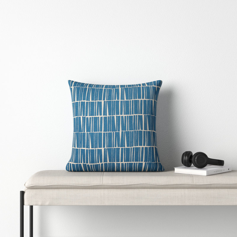 Barrone Abstract Down Reversible Throw Pillow, 20" x 20", Dark Blue/Beige