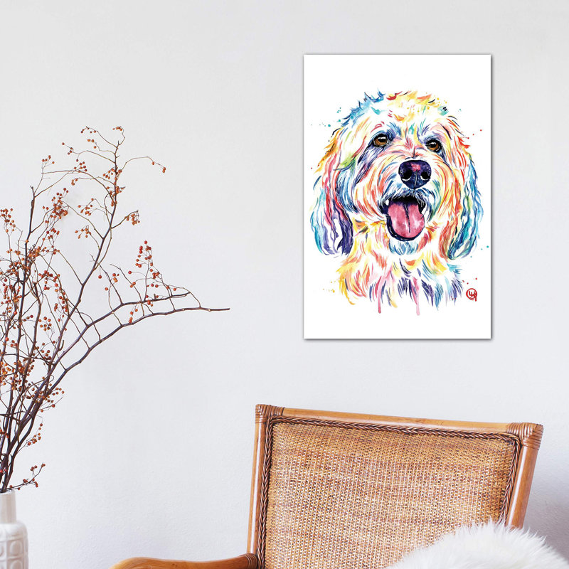 Goldendoodle - Charlie par Lisa Whitehouse - impression d'art graphique, H 12 po x l 8 po x P 0,75 po, Toile tendue