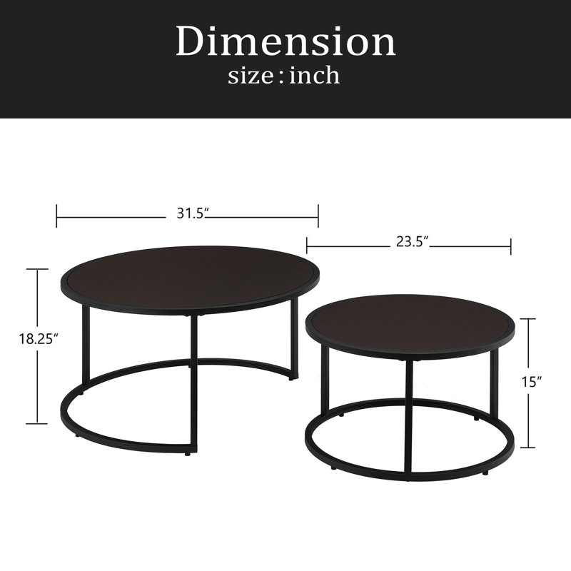 Ensemble de 2 tables basses gigognes modernes en similicuir avec base en métal