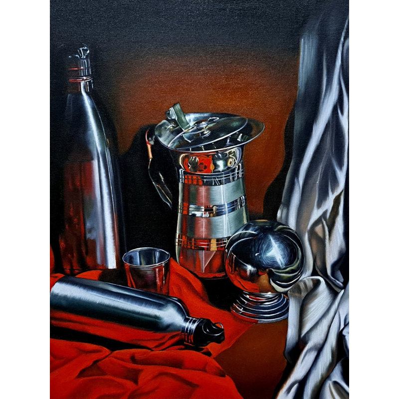 Acrylique nature morte, peinture sur toile par Sanchita Agrahari - Art mural floral abstrait moderne, décor indien fait à la main