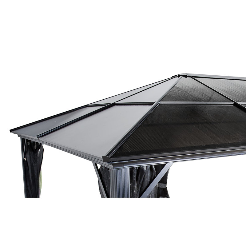 Meridien 12 ft x 16 ft Gray Aluminum Patio Gazebo with Polycarbonate Roof
