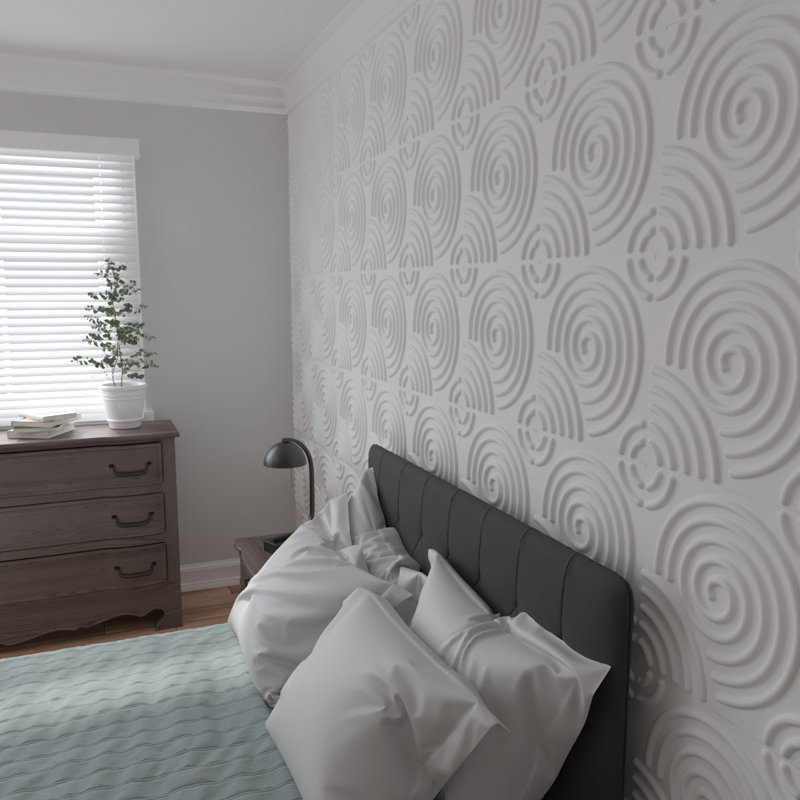 White Textured PVC 3D Decorative Wall Panels, 19.63" x 19.63"