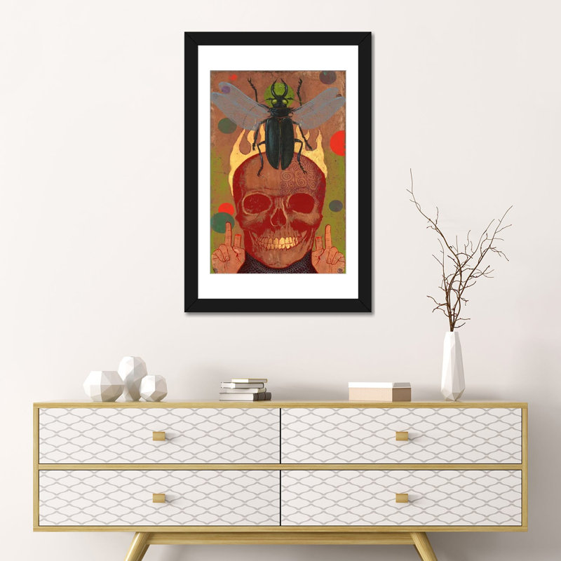 Anthony Freda, crâne, impression sur toile tendue, Papier d'art encadré noir, Blanc, H 32 po x l 24 po x P 1 po