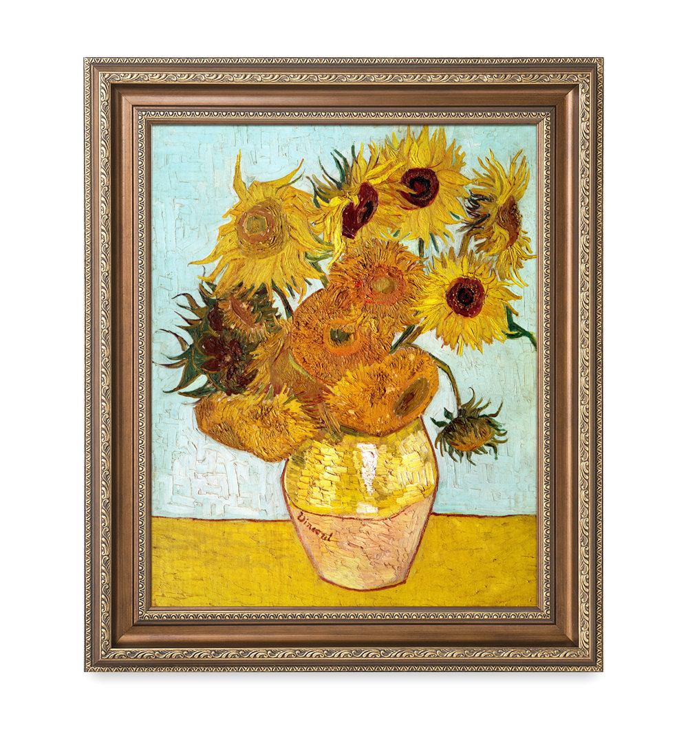 Twelve Sunflowers, Vincent Van Gogh Art Reproduction. Giclee Canvas Prints Wall Art Vault W Artwork 