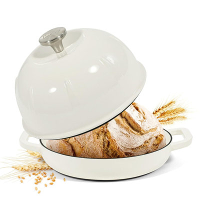 Davivy 5Qt Enameled Cast Iron Dutch Oven Bread Oven with Lid White