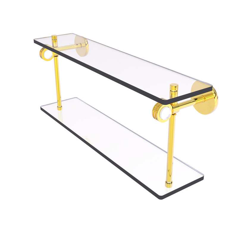 Tablette murale double verre Margolis, Laiton poli