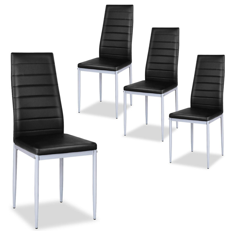 Bronsen 19'' H Upholstered Metal Side Chair, Black