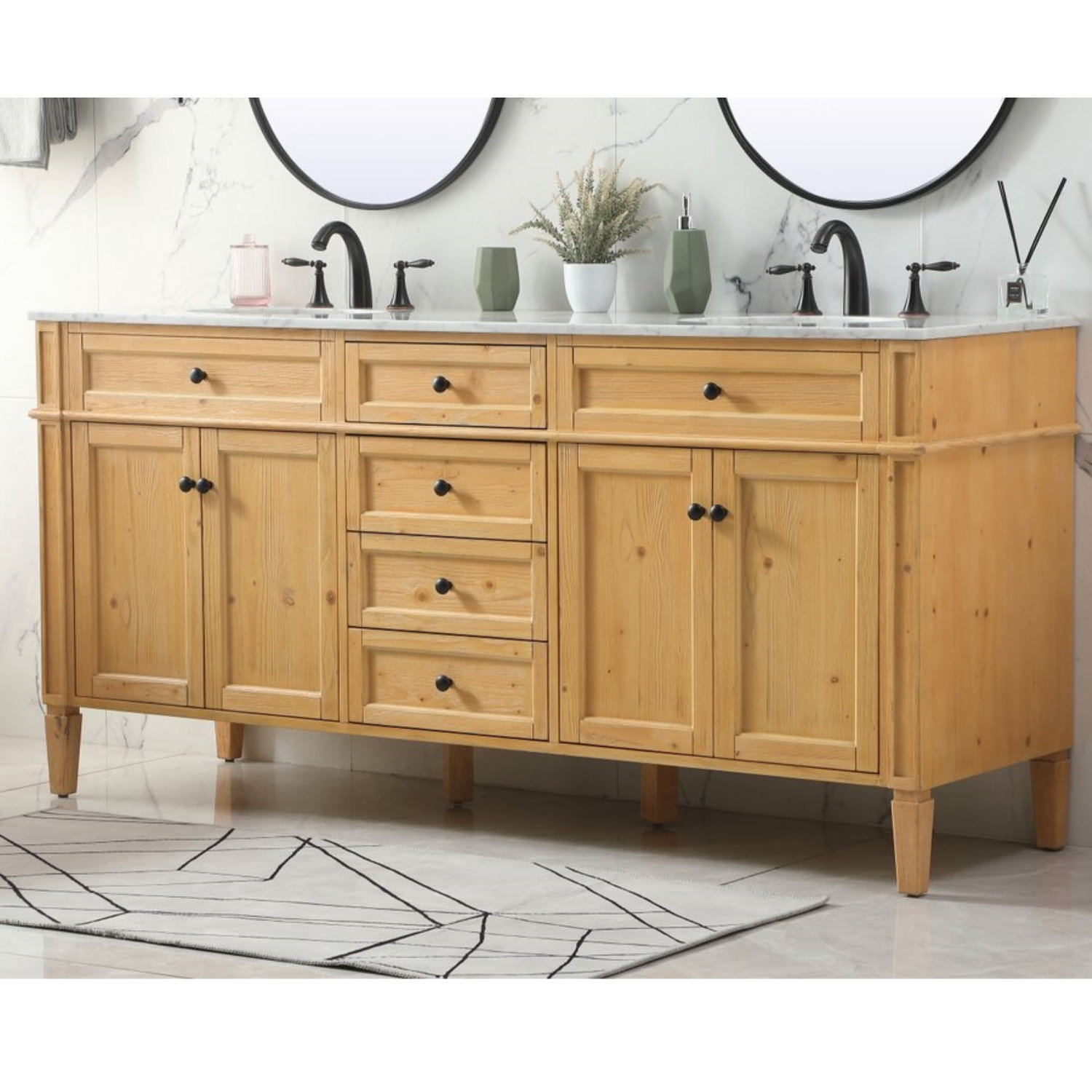 Rivers 72'' Double Bathroom Vanity, Natural