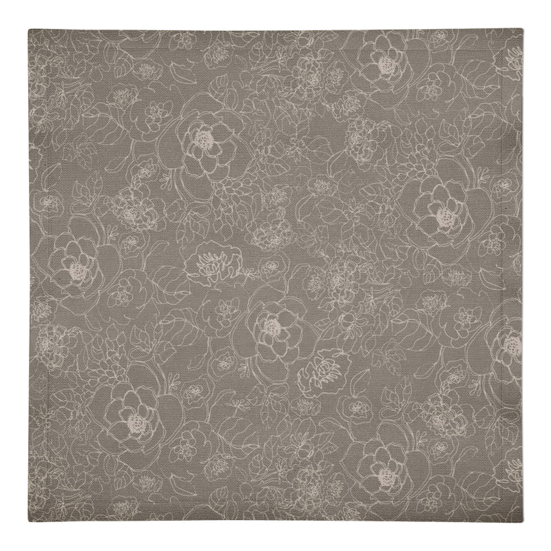 Serviette florale rectangulaire, Brun