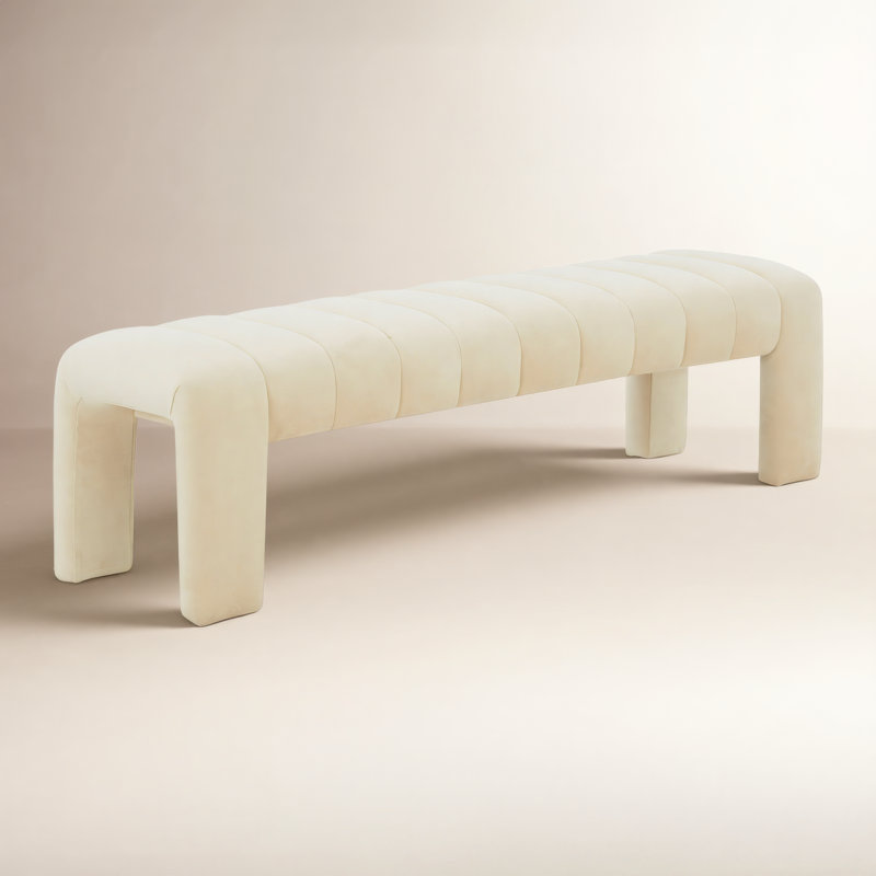 Banc rembourré Gliese, Velours crème