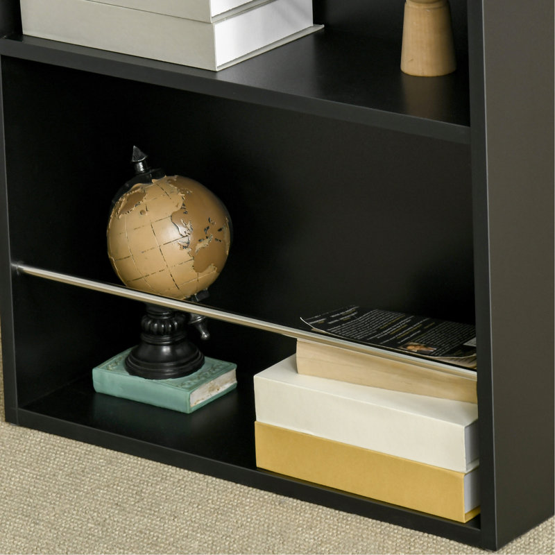 Table de bar noire avec tablettes de rangement, pièce moderne pour la cuisine et plus de salon 3, utilisation