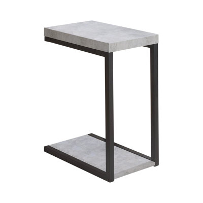 Table à collation industrielle avec surface en ciment et pieds en métal noir, pour structure de salon