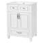 Meuble-lavabo de salle de bain 24 po avec lavabo en céramique, armoire de rangement en bois avec portes à fermeture douce, style rétro, blanc