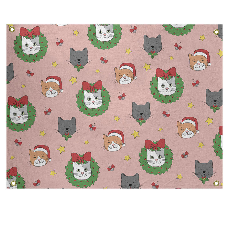 Tapisserie murale en polyester à la fête hol de noël, H 59 po x l 80 po, Rouge clair / rouge foncé / gris