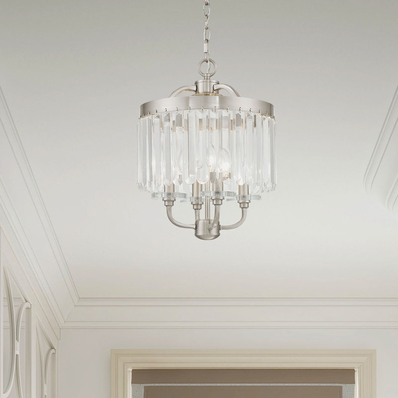 Lustre tambour 4 lumières Caroline, Nickel brossé, H 16 po x l 13 po x P 13 po