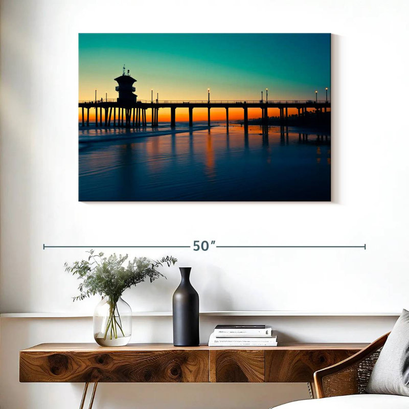 Huntington dock nightfall Aletra, H 26 po x l 39 po