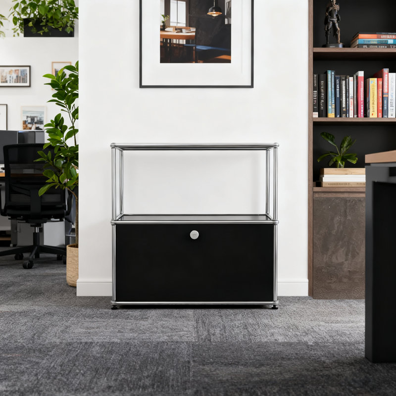 Modern Modular Metal Storage Cabinet with Adjustable Shelves, Multipurpose Office Storage Organizer with Soft-Close Doors, Heavy-Duty Steel Cabinet for Home Office, Living Room, Entryway or Kitchen