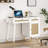 Pifer 39.4'' White Rattan Writing Desk With Drawer Cabinet Laptop Computer Work Study Table