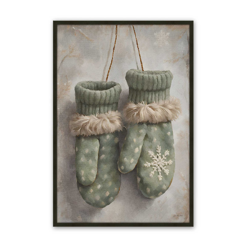 «Winter Mittens» par Jo Moulton, reproduction d'art sur toile, H 33,5 po x l 25,5 po, Noir